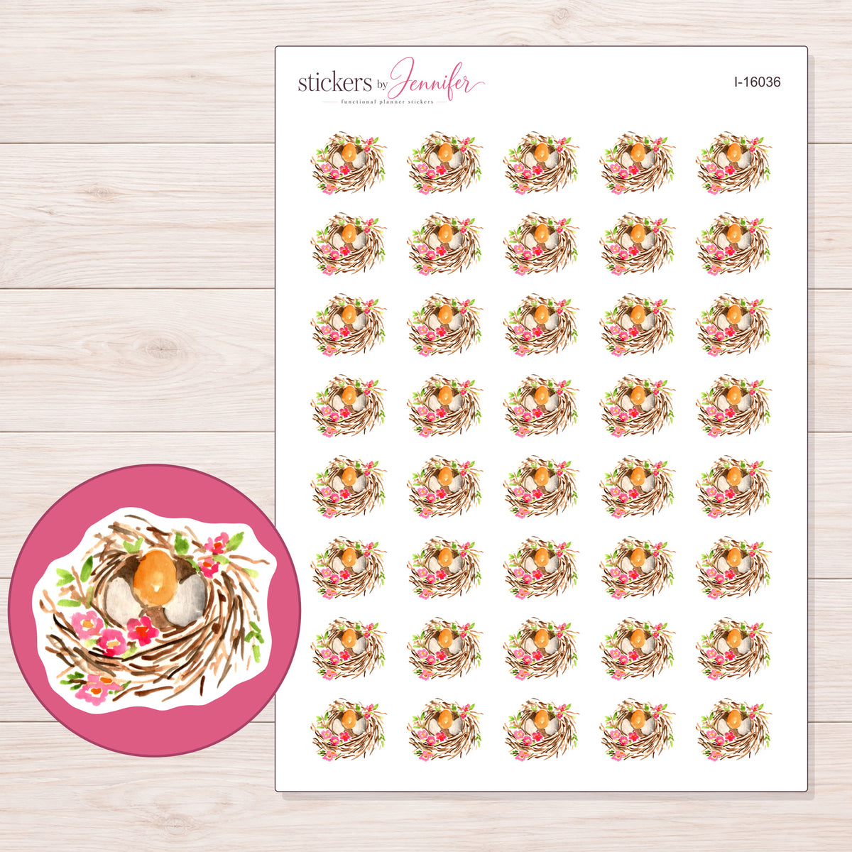 I-16036 planner sticker sheet with enlarged sticker detail