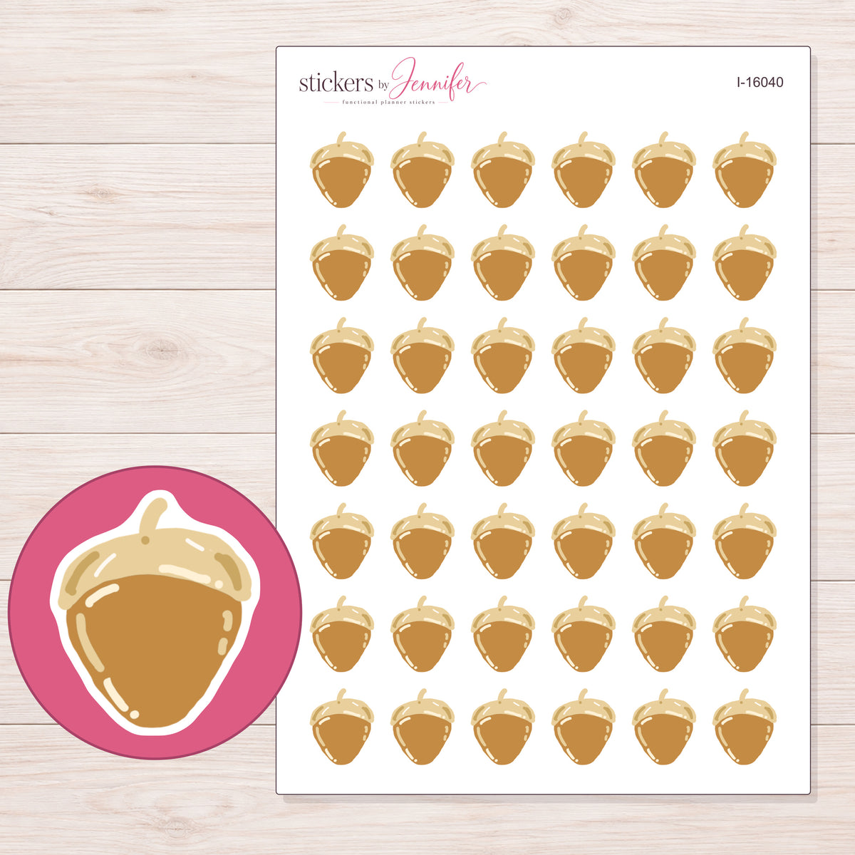 I-16040 planner sticker sheet with enlarged sticker detail