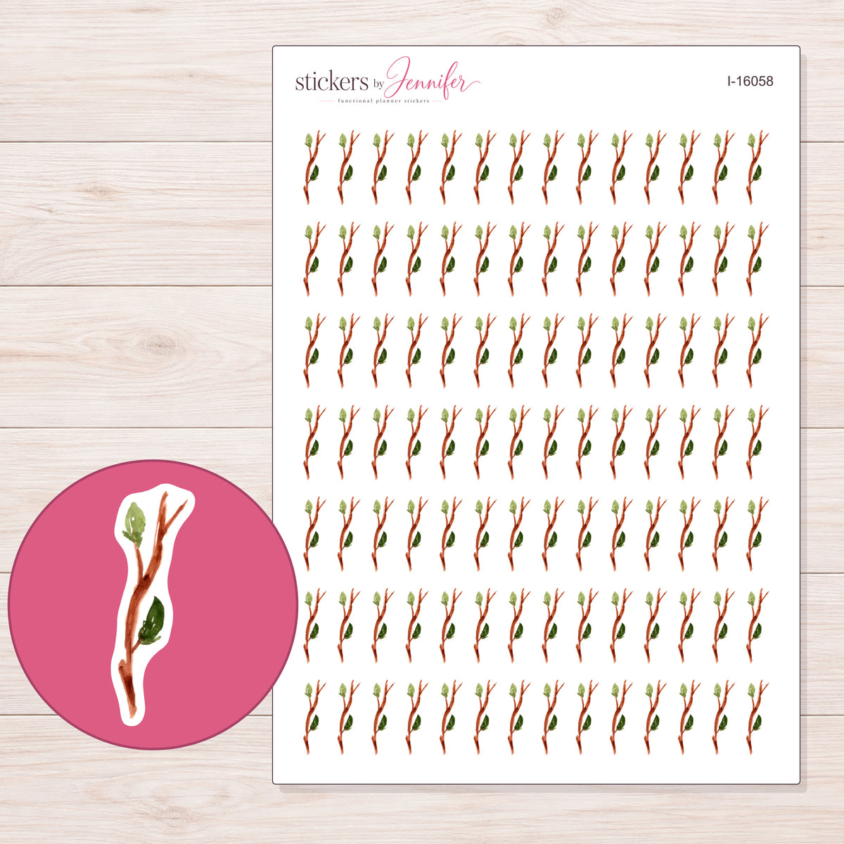 I-16058 planner sticker sheet with enlarged sticker detail