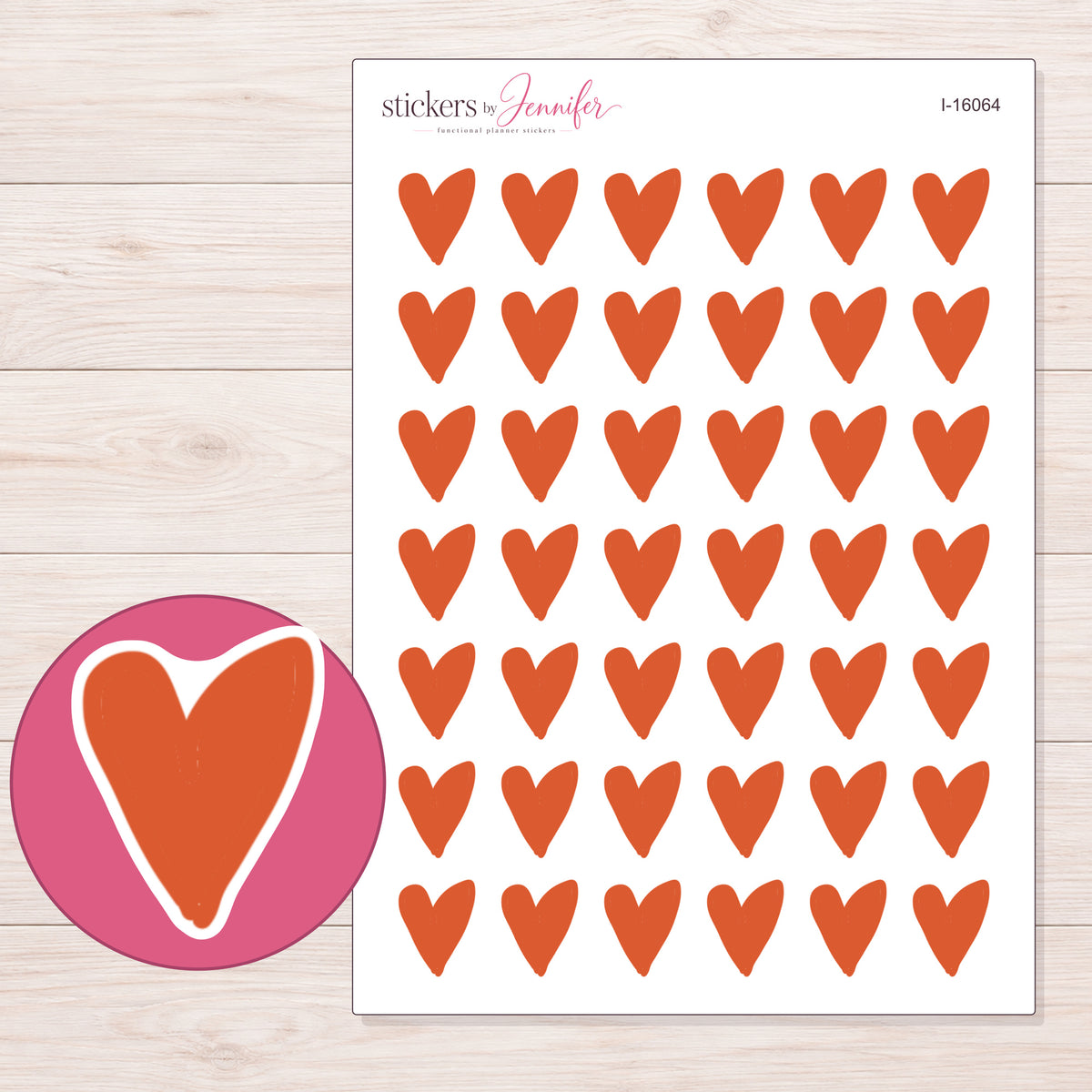 I-16064 planner sticker sheet with enlarged sticker detail