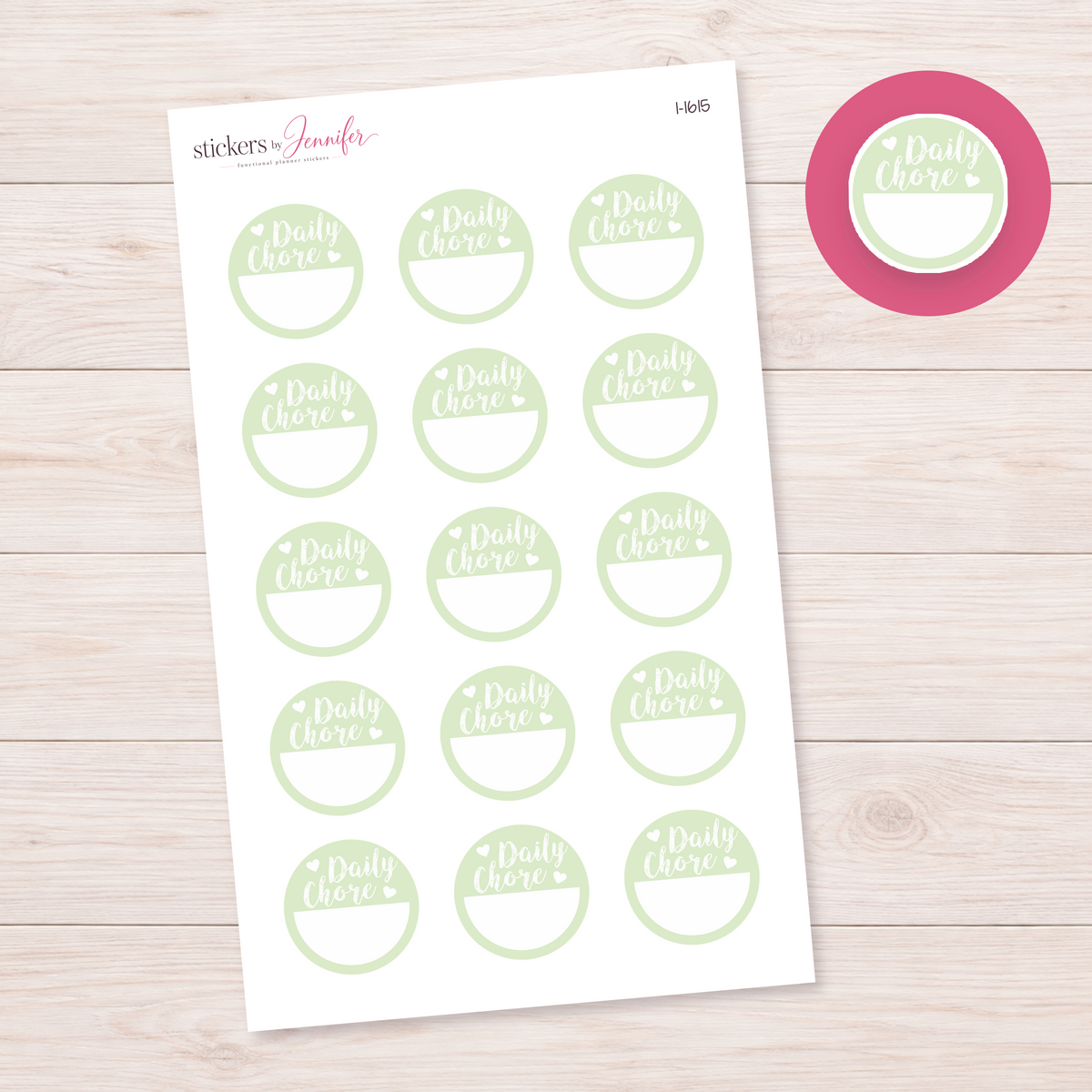 Pale Lime Daily Chore Circle Planner Stickers | I-1615