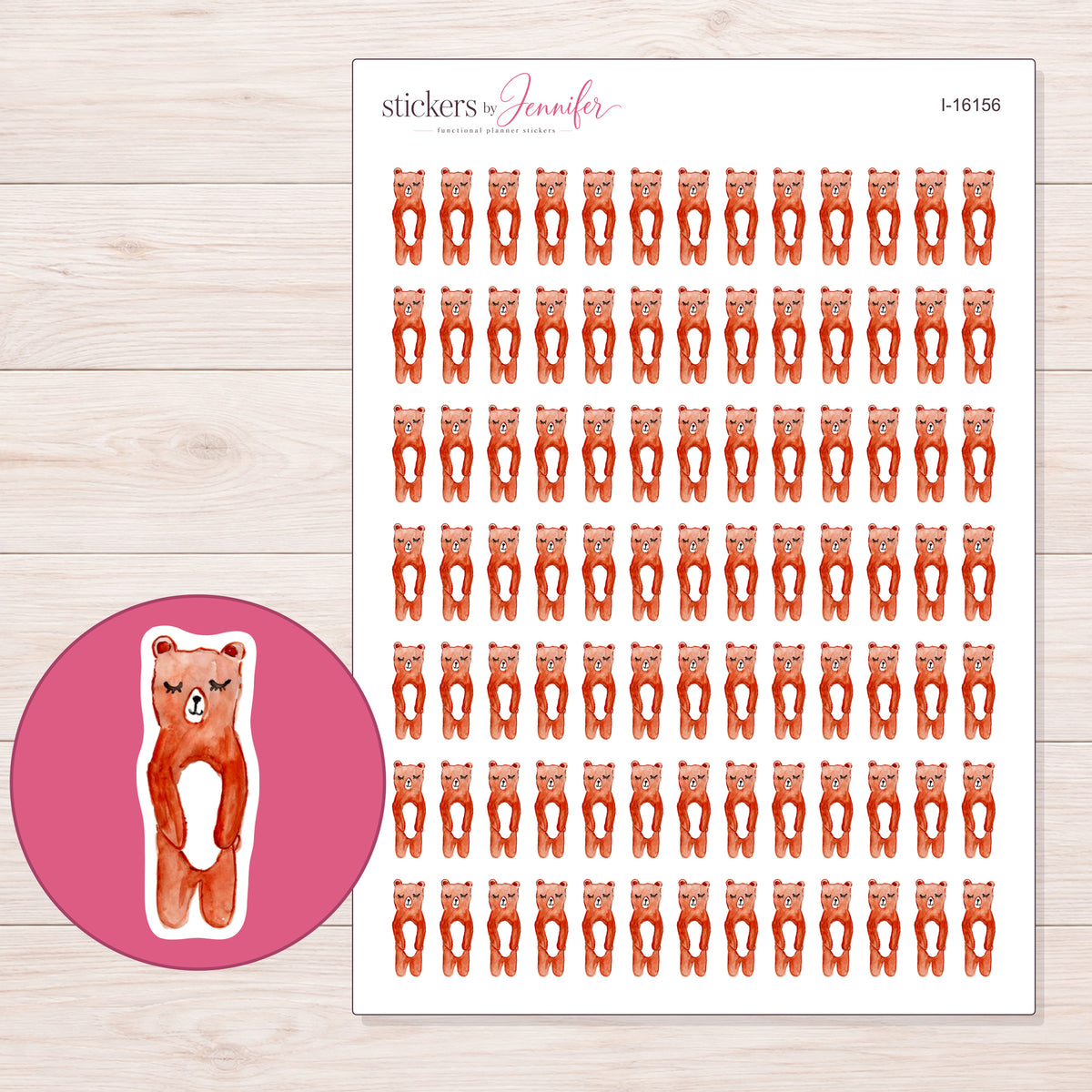 I-16156 planner sticker sheet with enlarged sticker detail