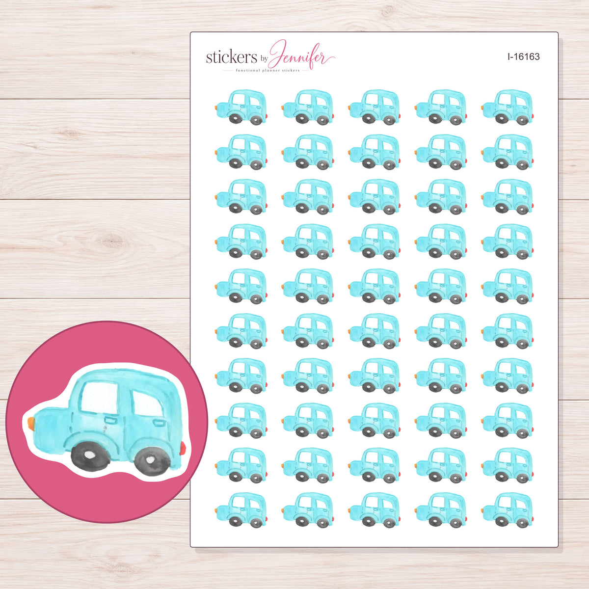 I-16163 planner sticker sheet with enlarged sticker detail