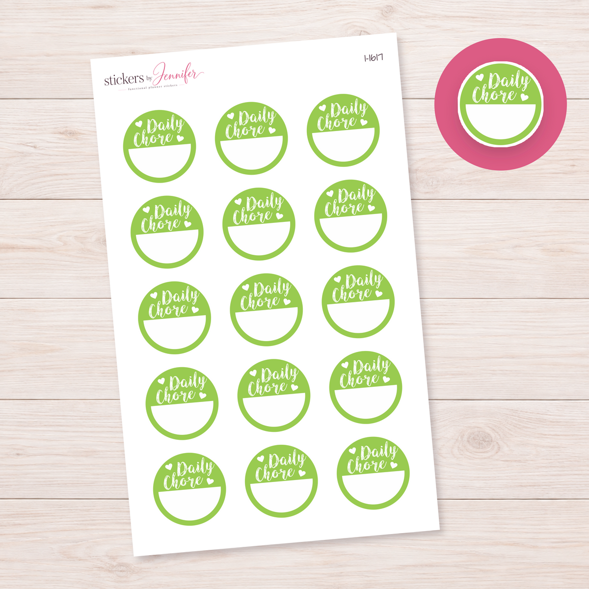 Lime Daily Chore Circle Planner Stickers | I-1617