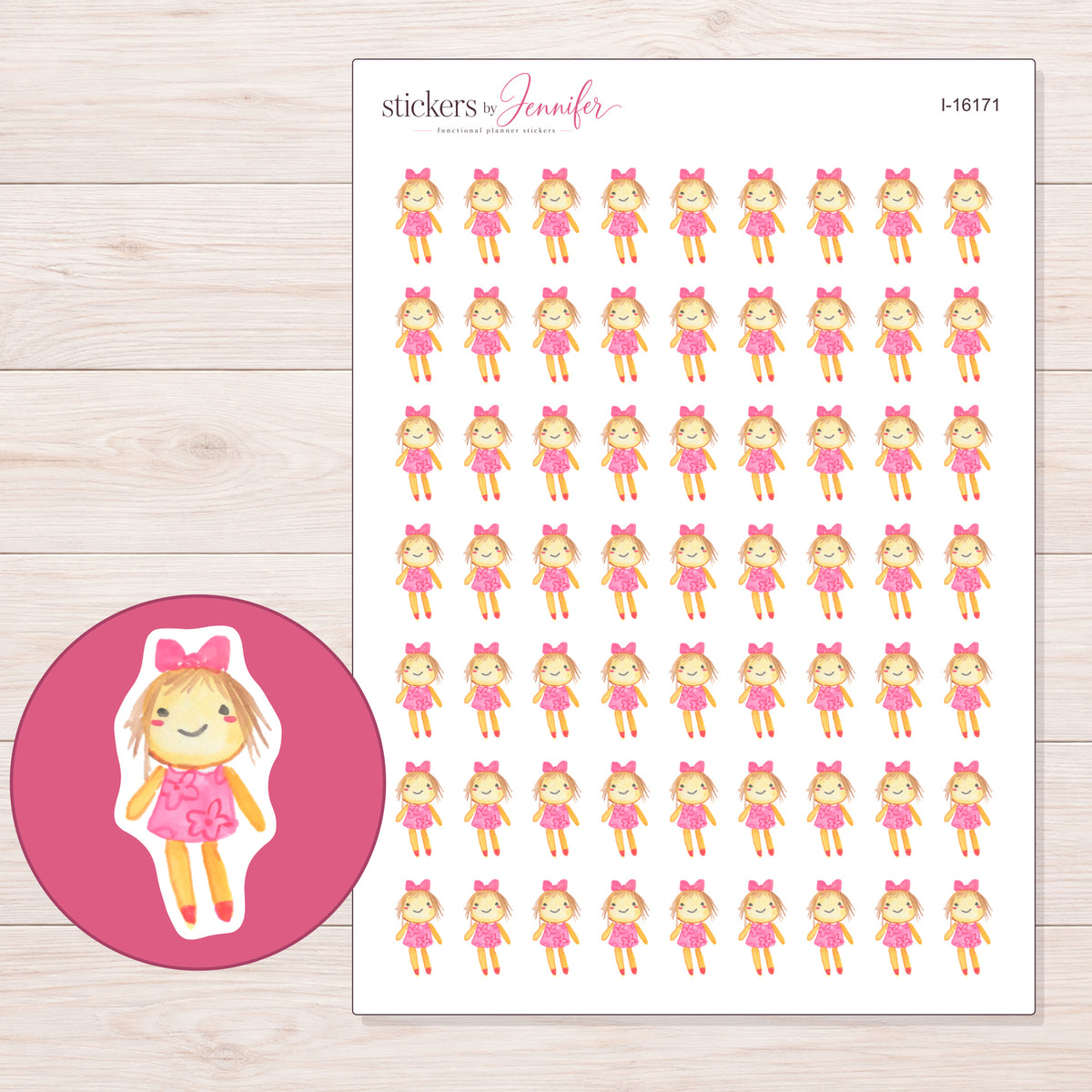 I-16171 planner sticker sheet with enlarged sticker detail
