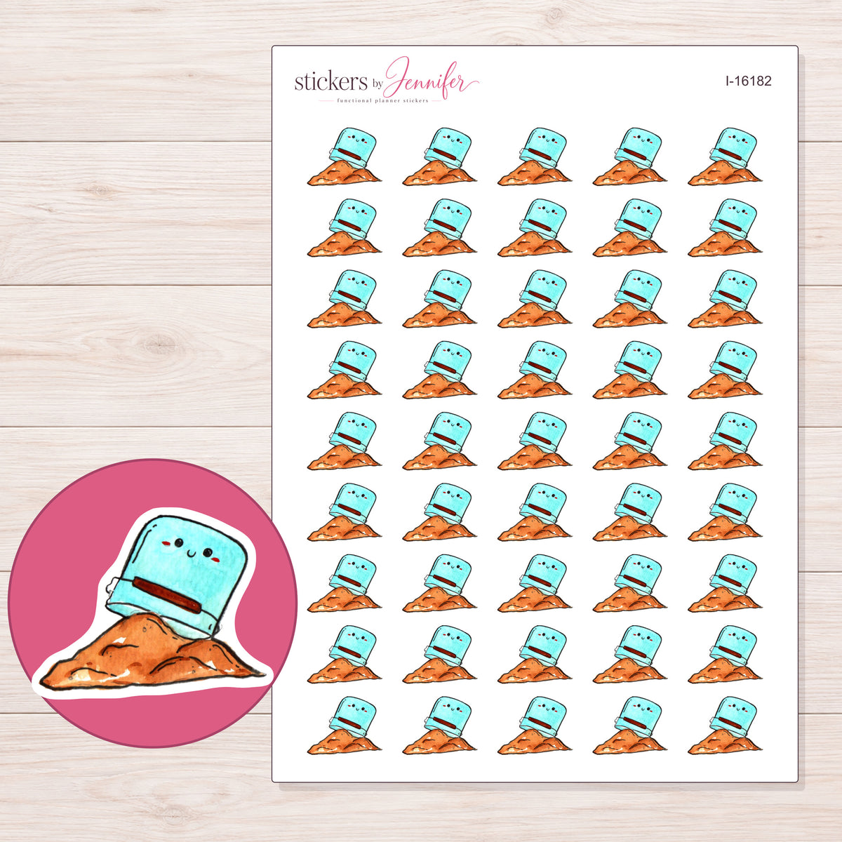 I-16182 planner sticker sheet with enlarged sticker detail