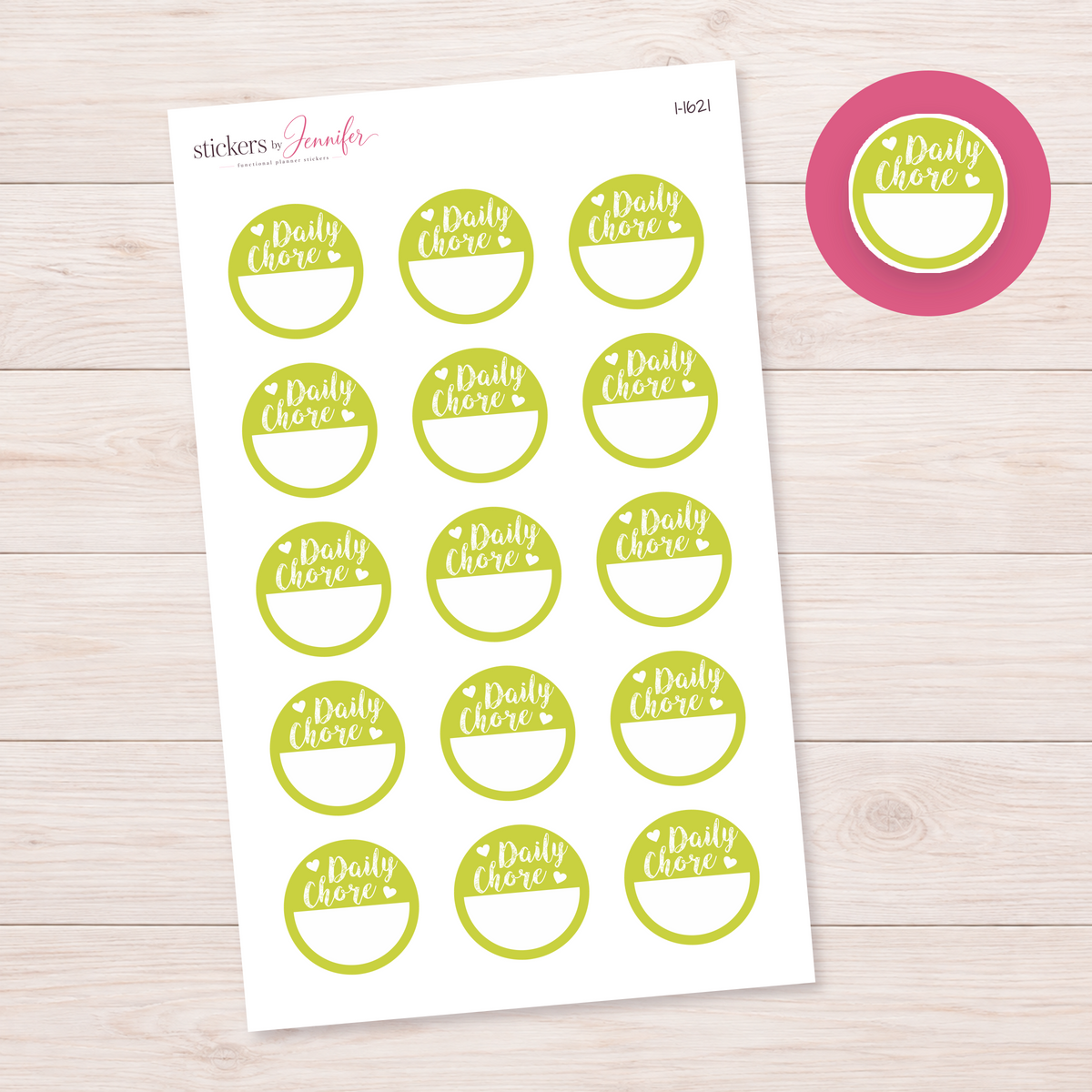 Lemon Lime Daily Chore Circle Planner Stickers | I-1621