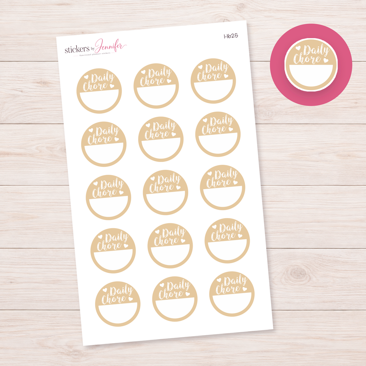 Cream Daily Chore Circle Planner Stickers | I-1625