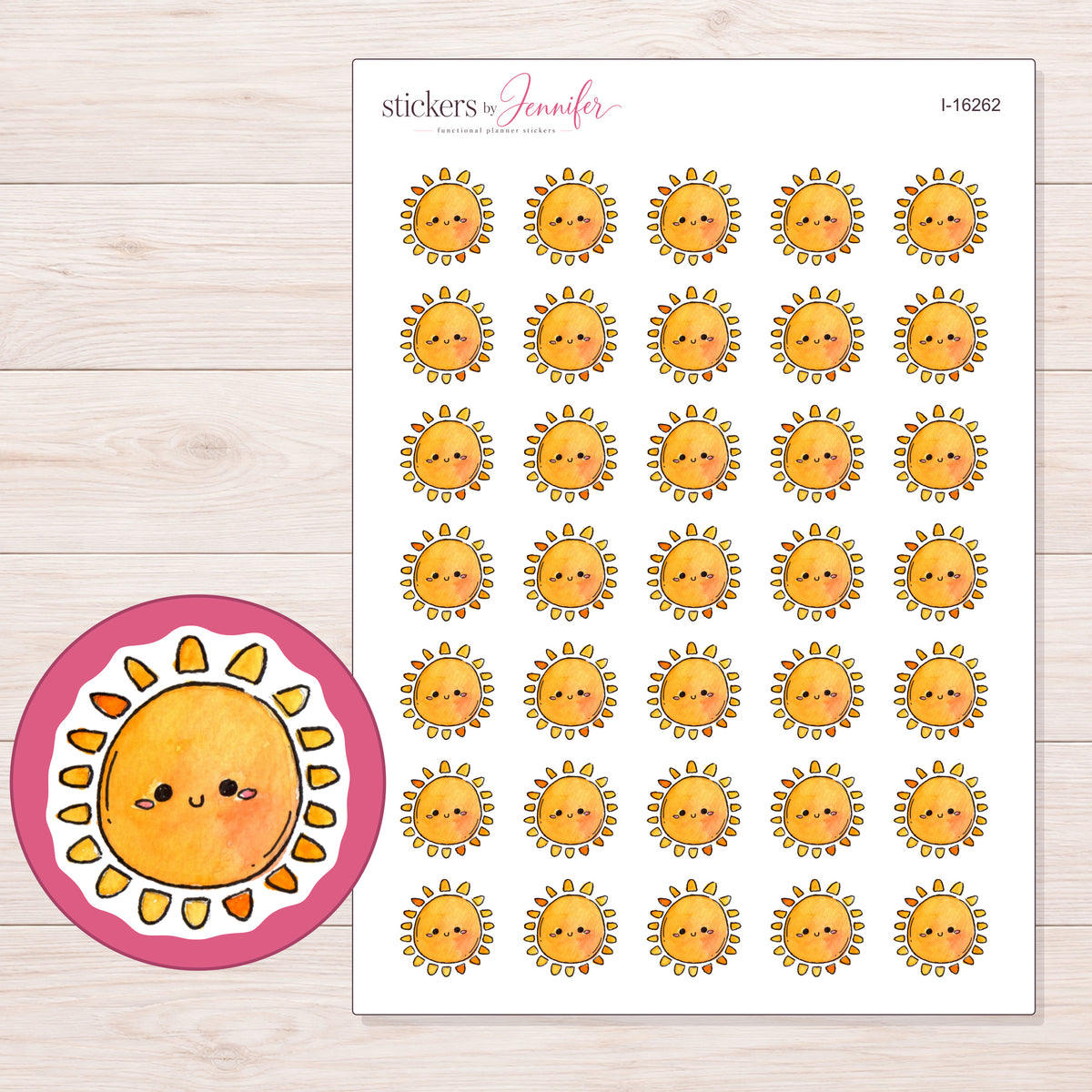 I-16262 planner sticker sheet with enlarged sticker detail