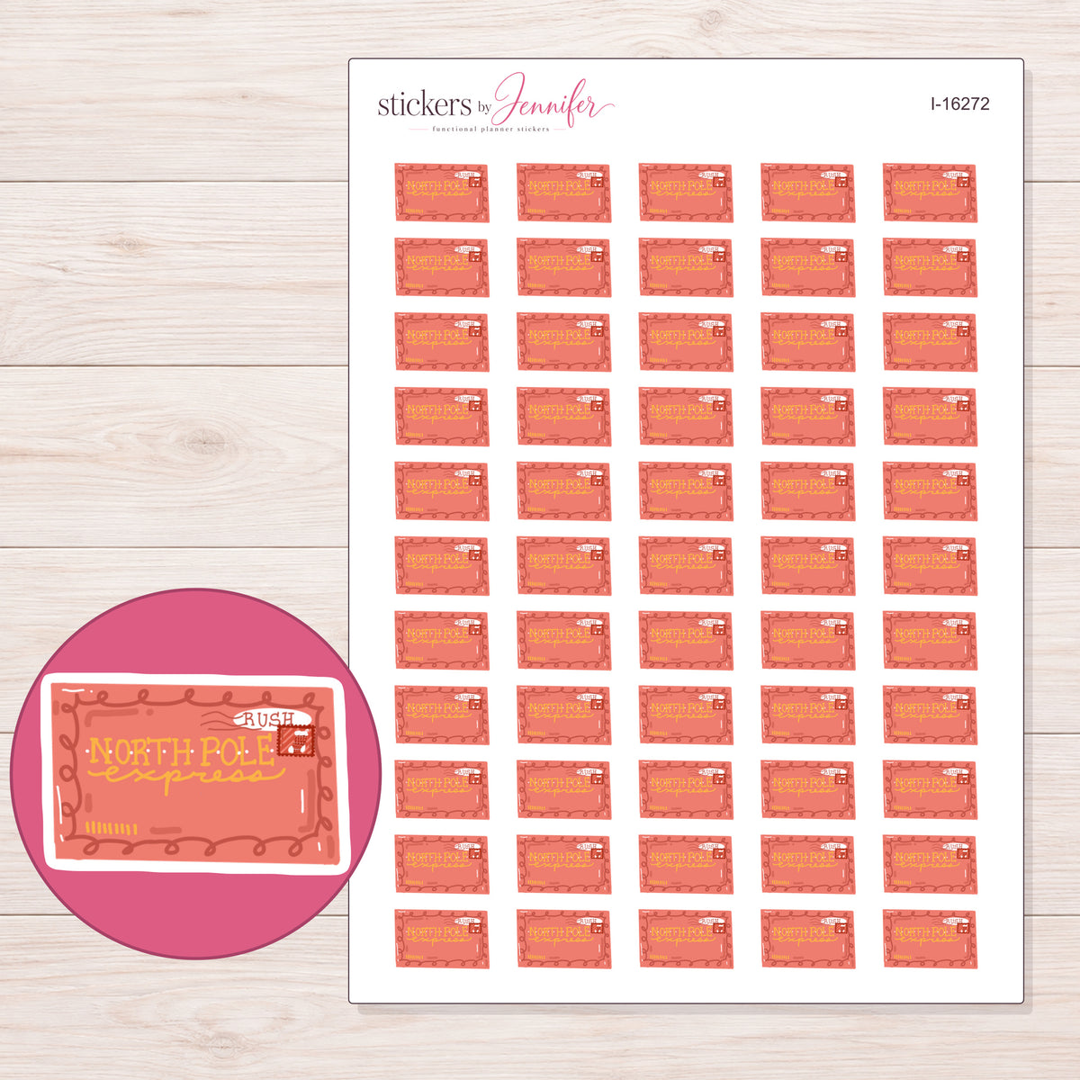 I-16272 planner sticker sheet with enlarged sticker detail