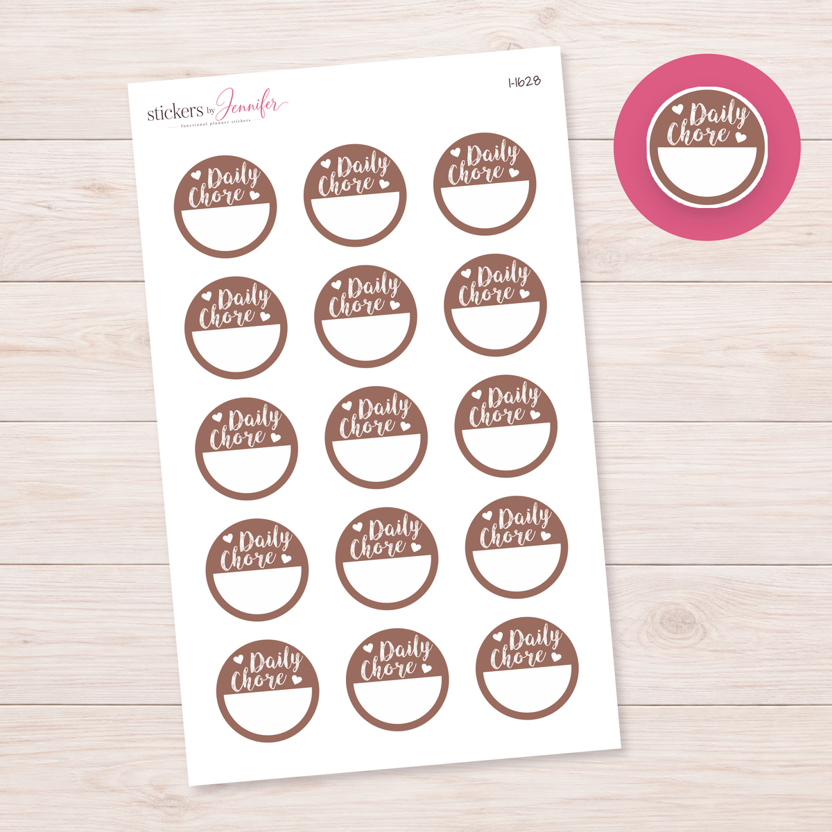 Brown Daily Chore Circle Planner Stickers | I-1628