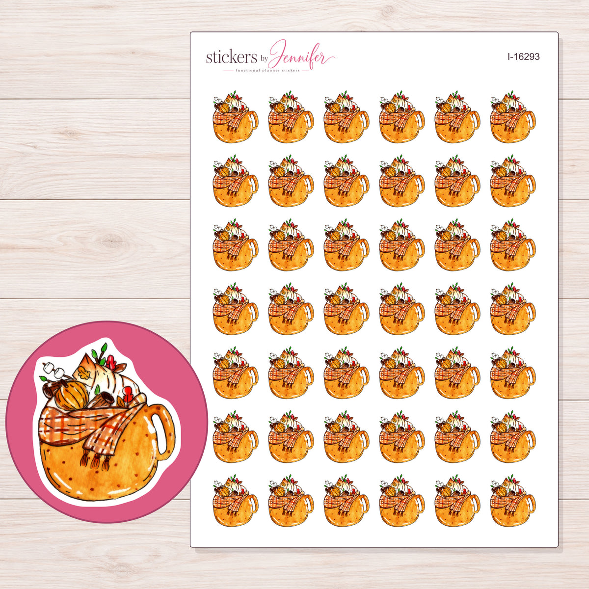 I-16293 planner sticker sheet with enlarged sticker detail