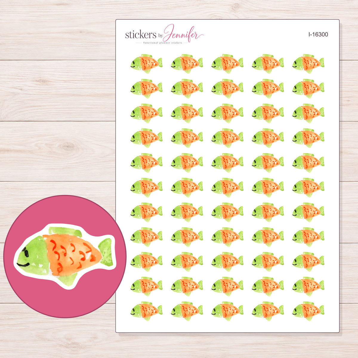 I-16300 planner sticker sheet with enlarged sticker detail