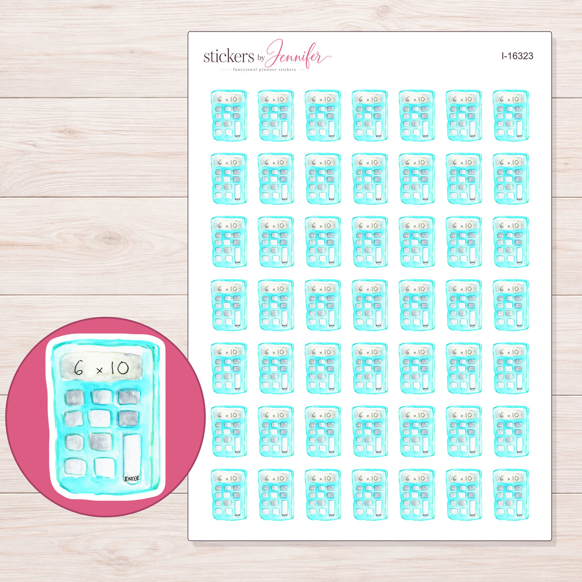 I-16323 planner sticker sheet with enlarged sticker detail