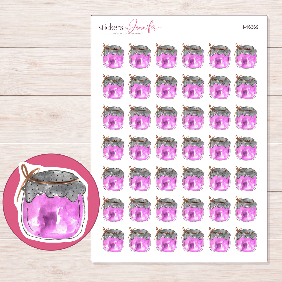 I-16369 planner sticker sheet with enlarged sticker detail
