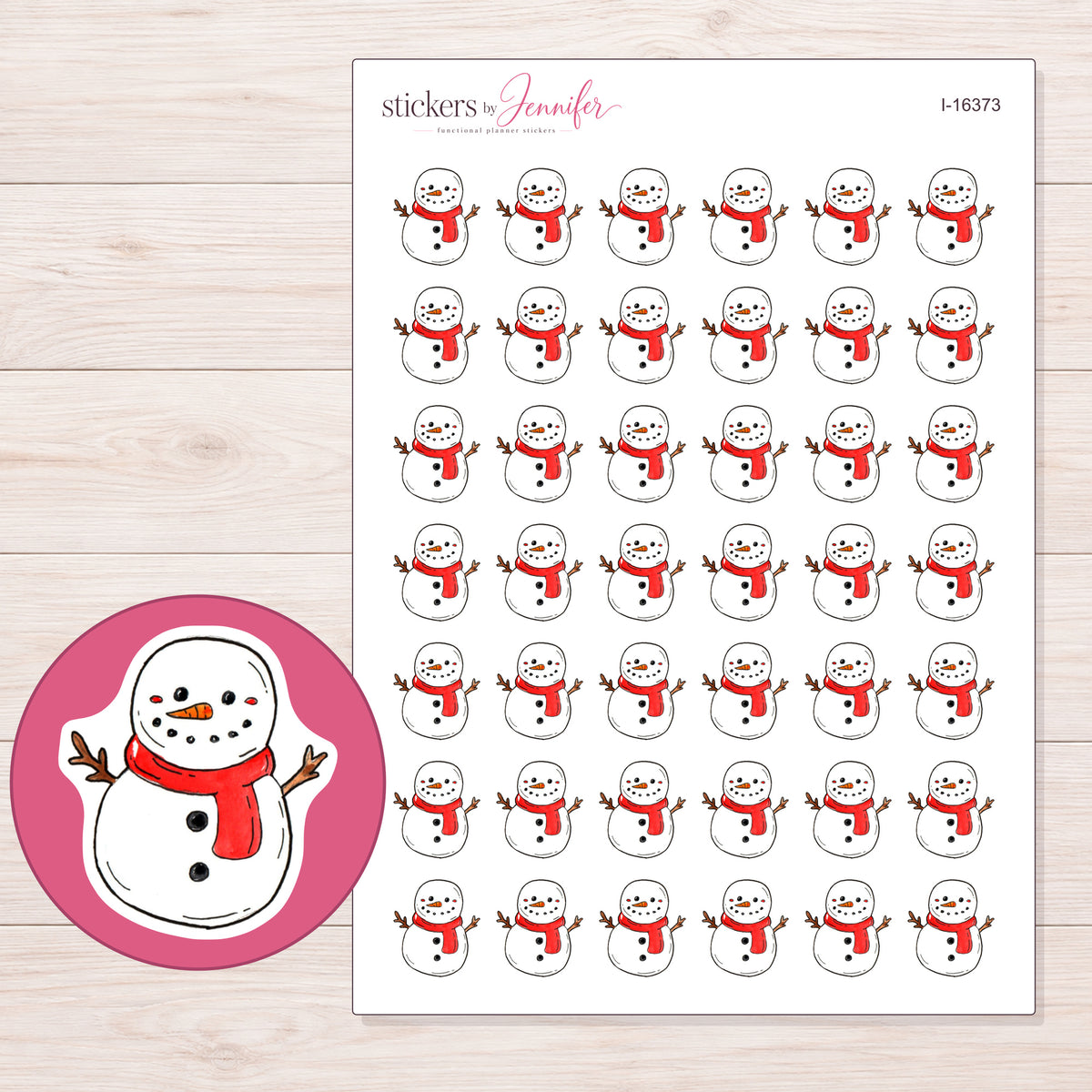 I-16373 planner sticker sheet with enlarged sticker detail