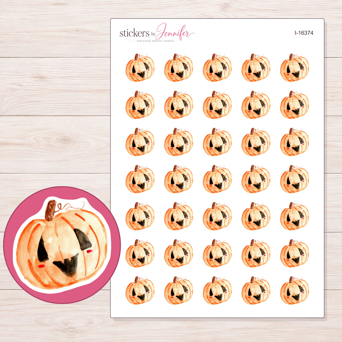I-16374 planner sticker sheet with enlarged sticker detail