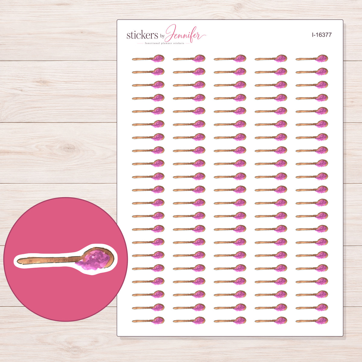I-16377 planner sticker sheet with enlarged sticker detail