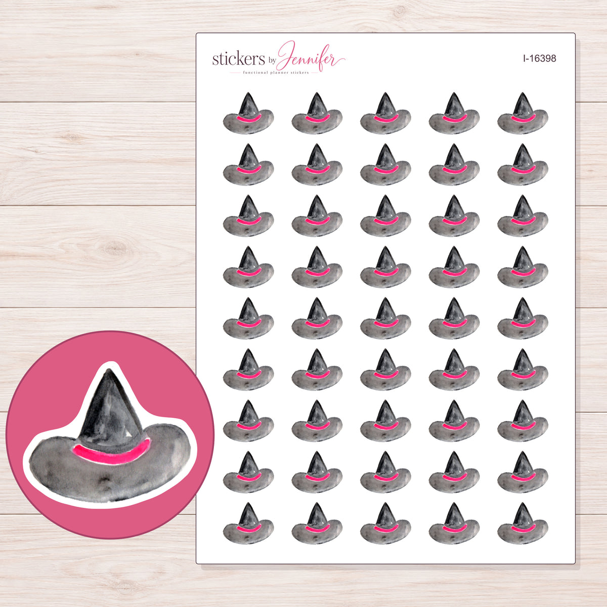 I-16398 planner sticker sheet with enlarged sticker detail