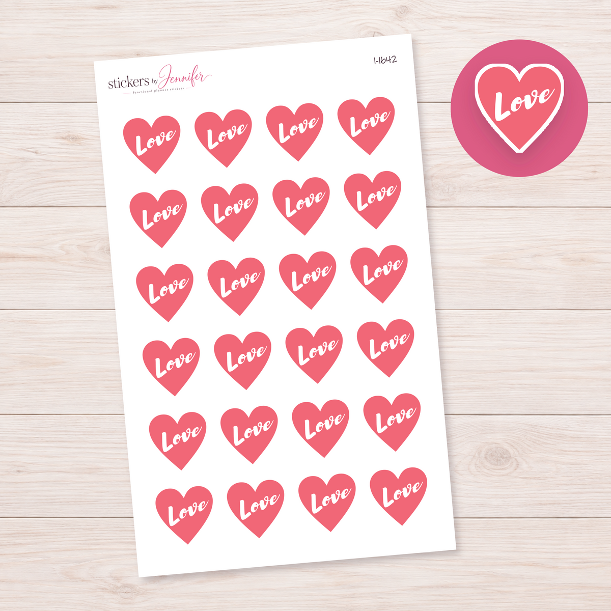 Rose Love Heart Planner Stickers | I-1642