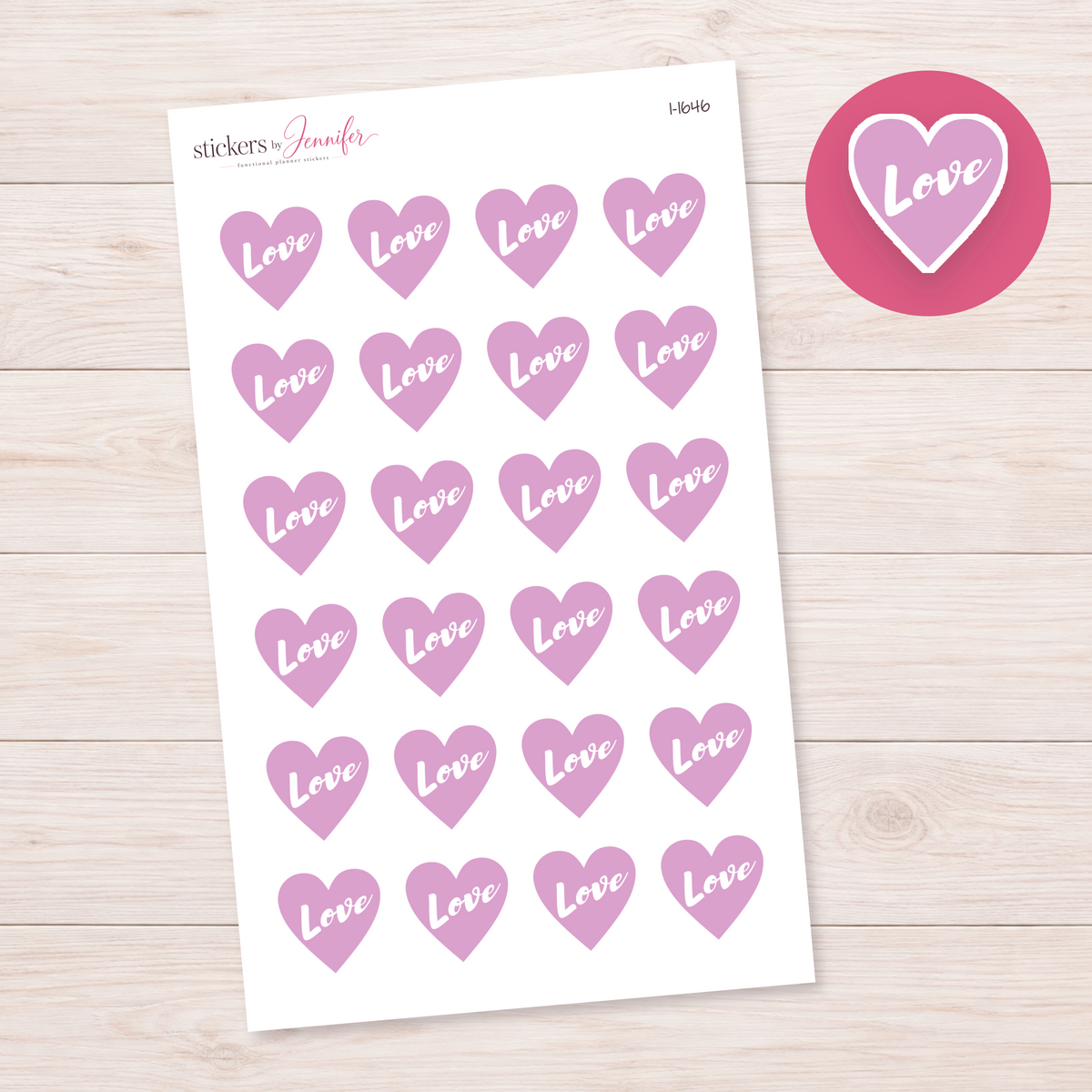 Lavender Love Heart Planner Stickers | I-1646