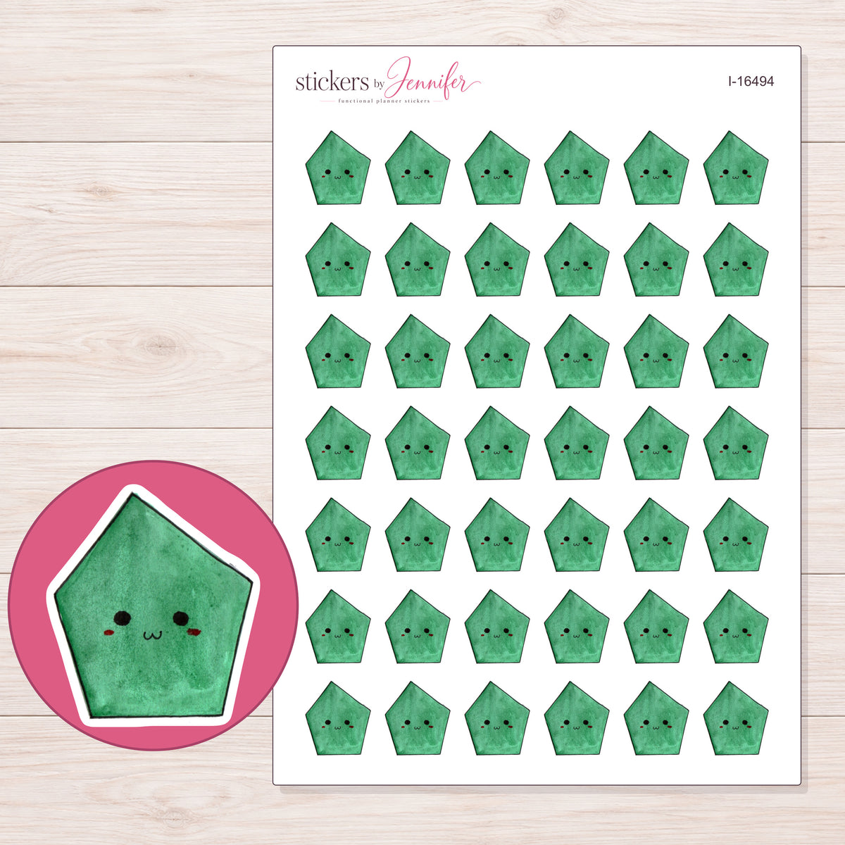 I-16494 planner sticker sheet with enlarged sticker detail