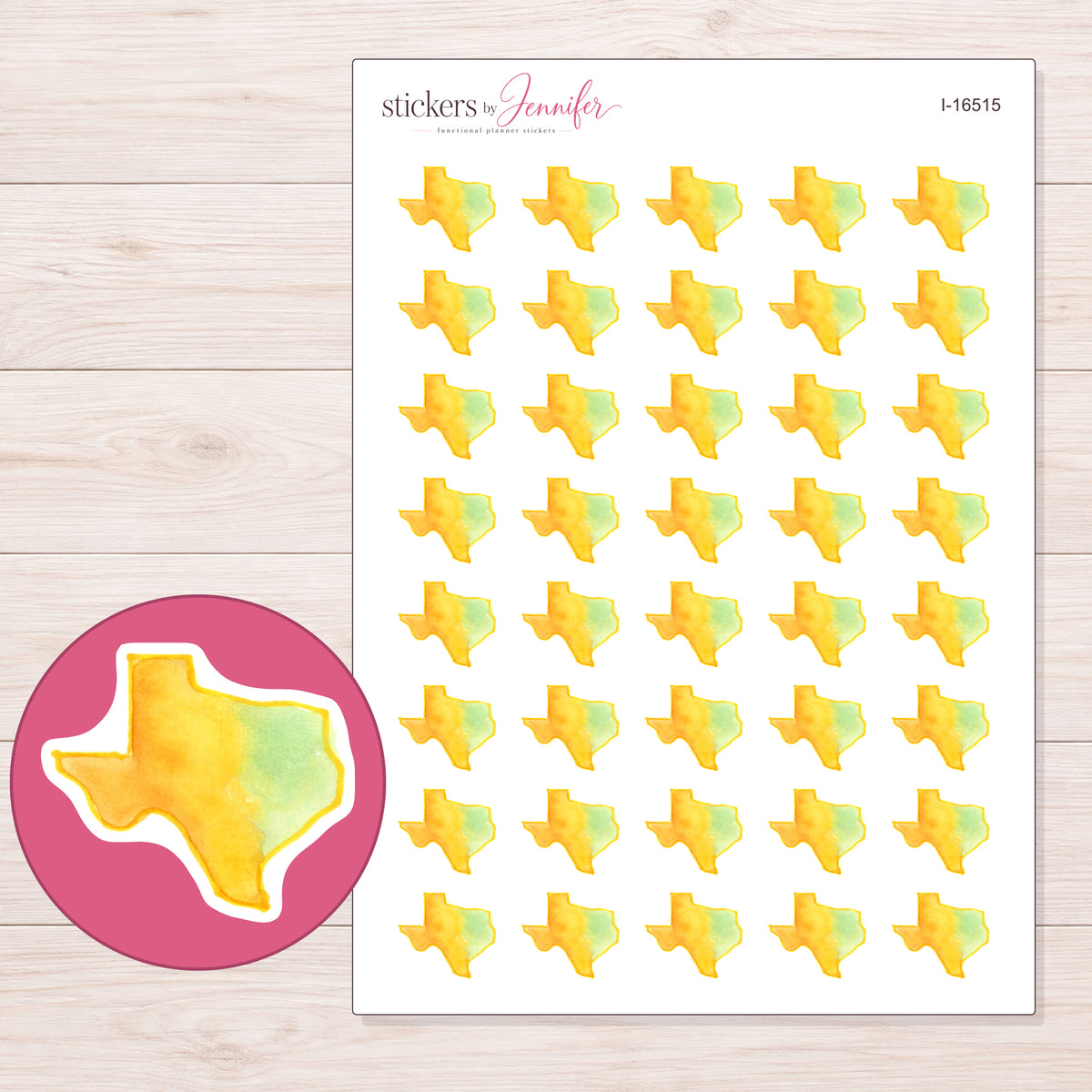 I-16515 planner sticker sheet with enlarged sticker detail
