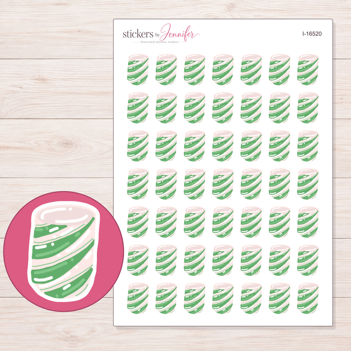I-16520 planner sticker sheet with enlarged sticker detail