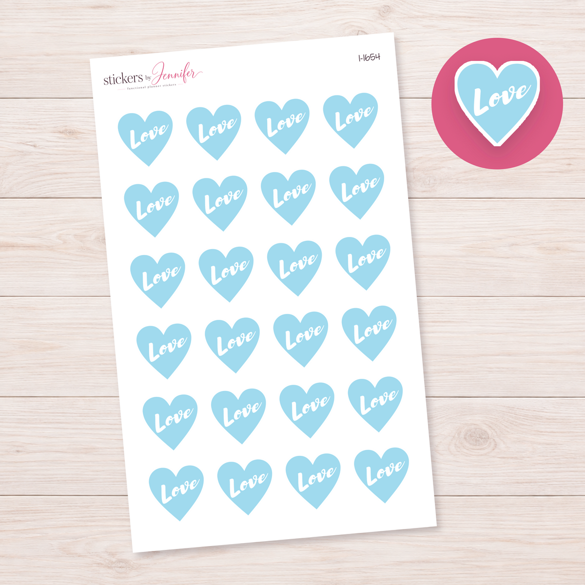 Light Blue Love Heart Planner Stickers | I-1654