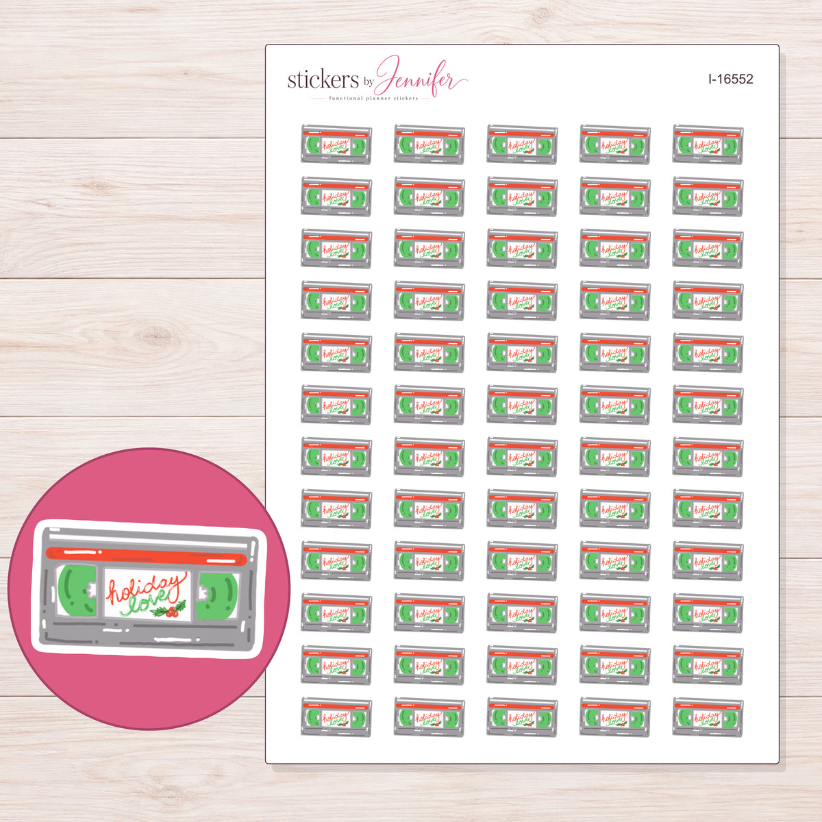 I-16552 planner sticker sheet with enlarged sticker detail