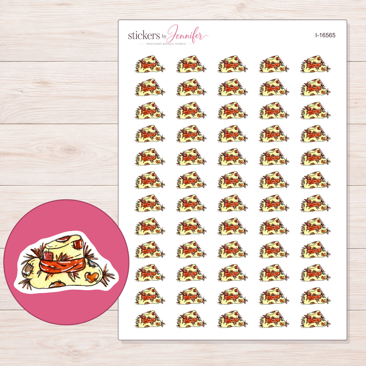 I-16565 planner sticker sheet with enlarged sticker detail