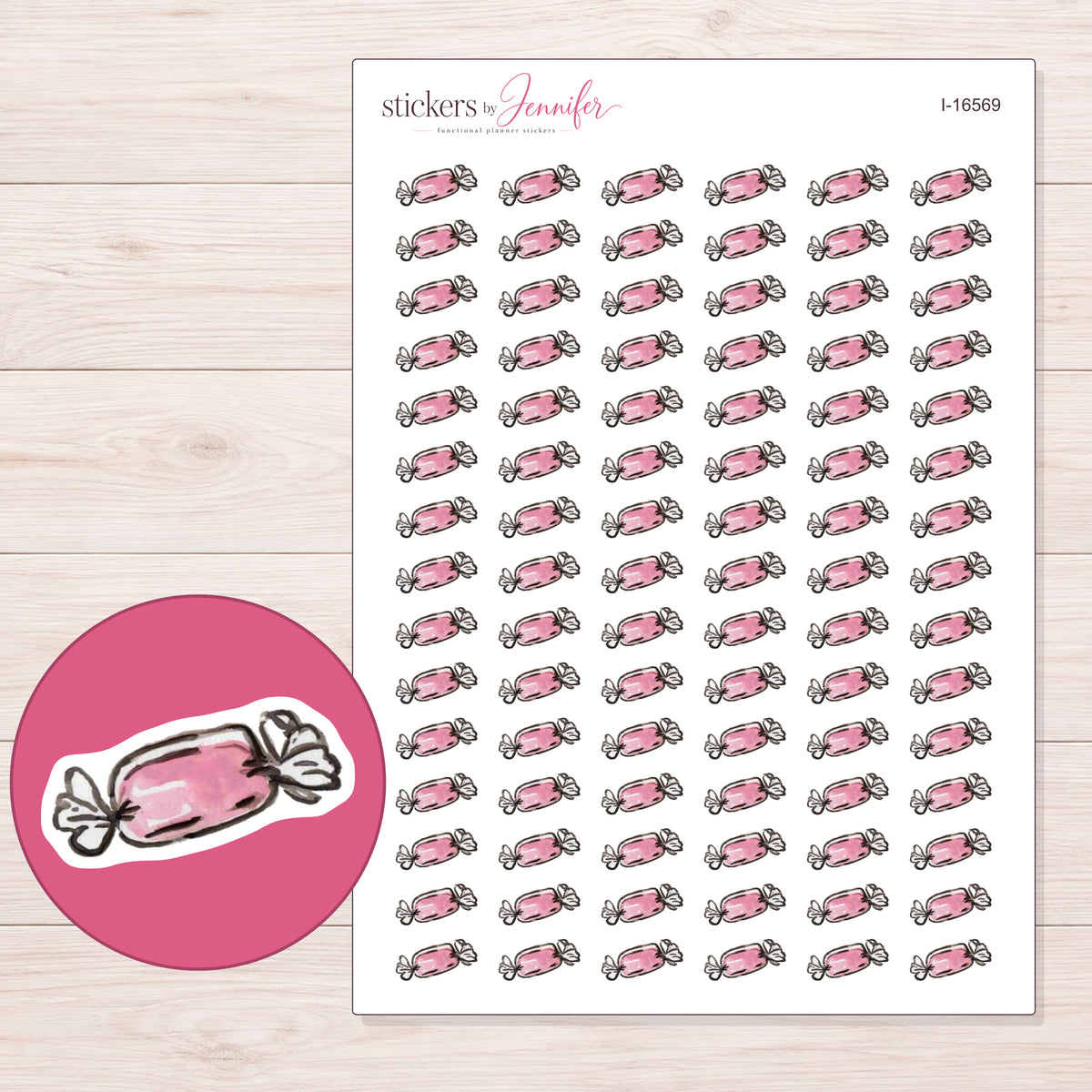I-16569 planner sticker sheet with enlarged sticker detail