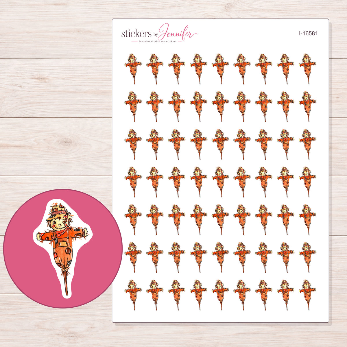 I-16581 planner sticker sheet with enlarged sticker detail