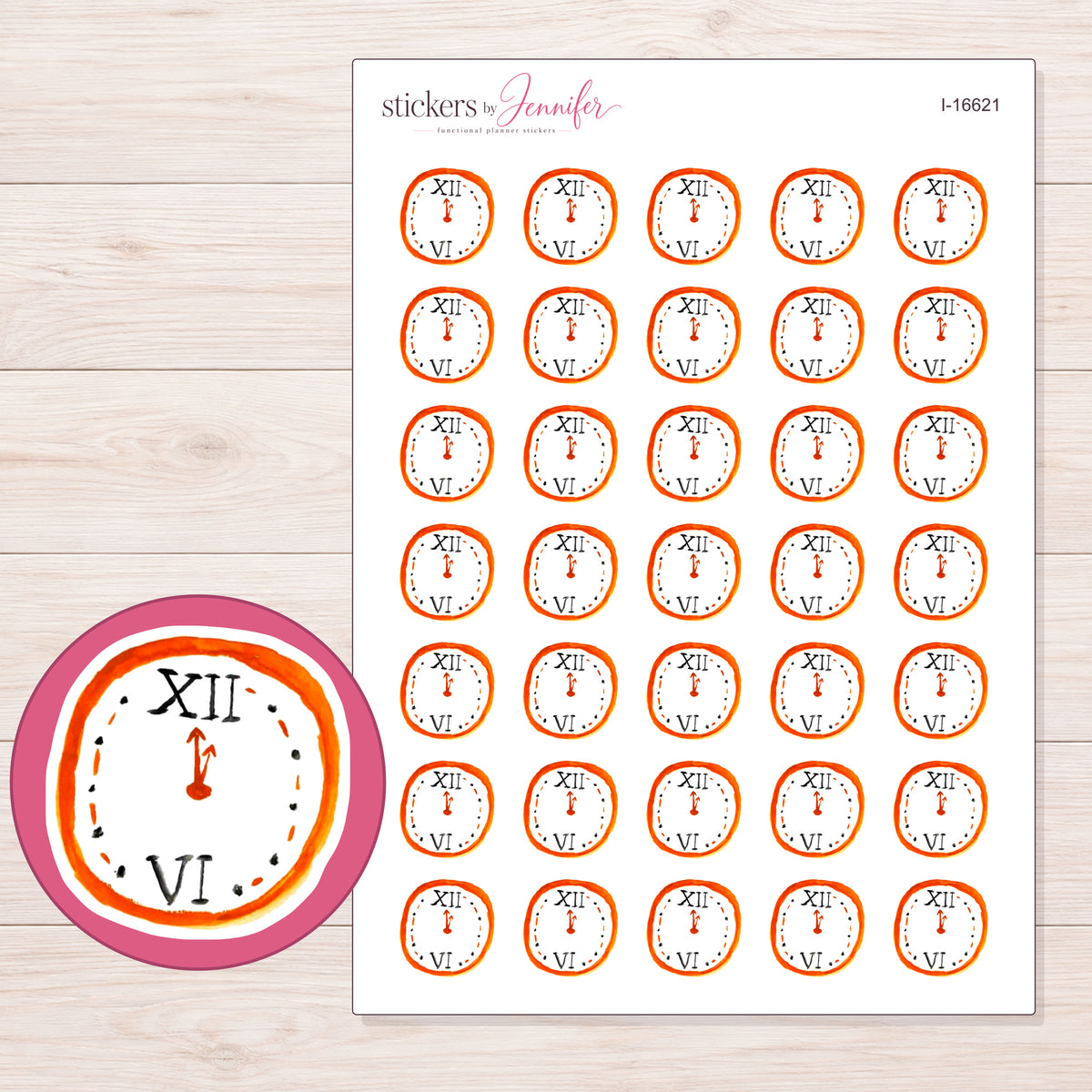 I-16621 planner sticker sheet with enlarged sticker detail