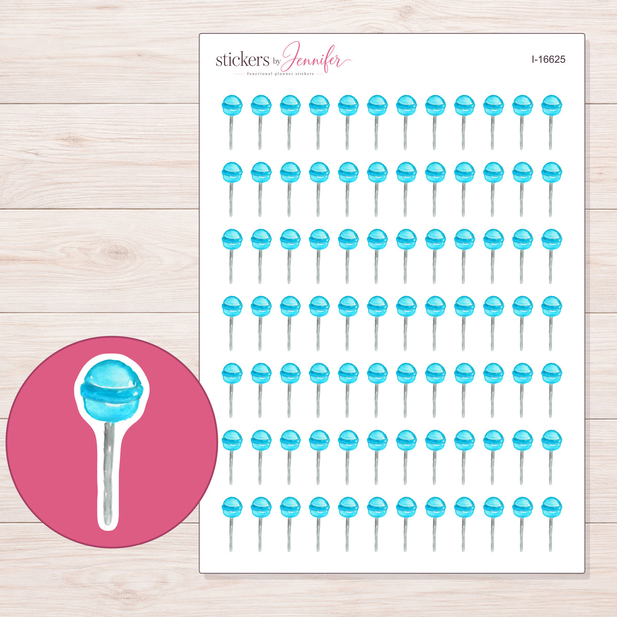 I-16625 planner sticker sheet with enlarged sticker detail