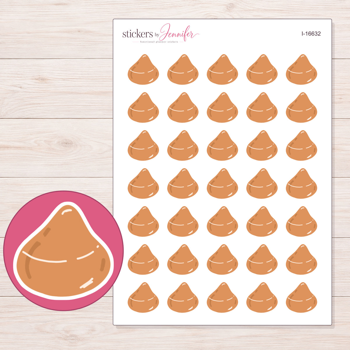 I-16632 planner sticker sheet with enlarged sticker detail