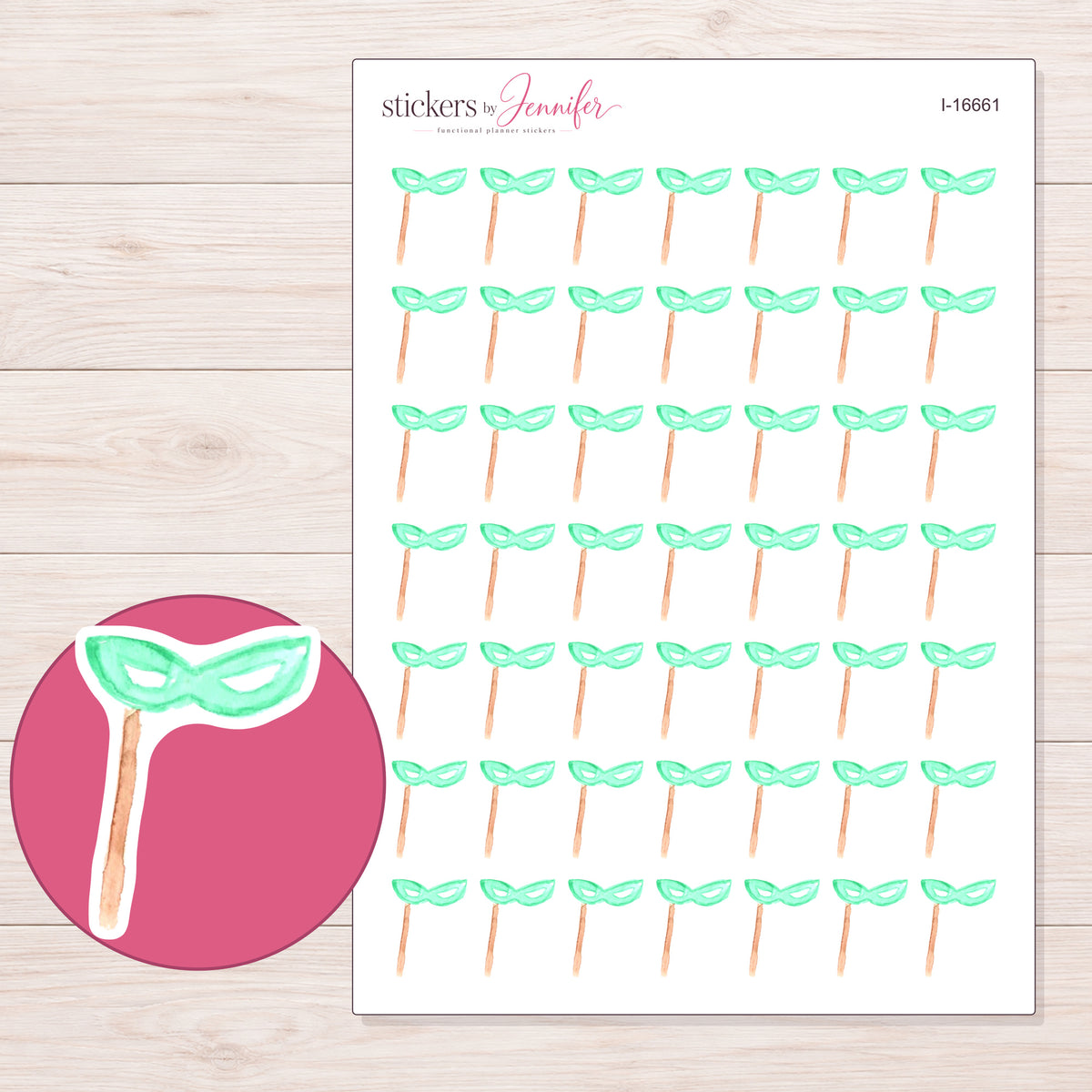 I-16661 planner sticker sheet with enlarged sticker detail