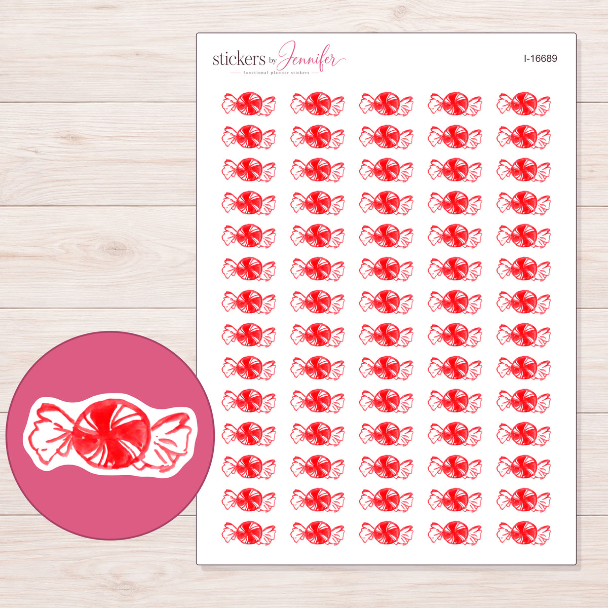 I-16689 planner sticker sheet with enlarged sticker detail