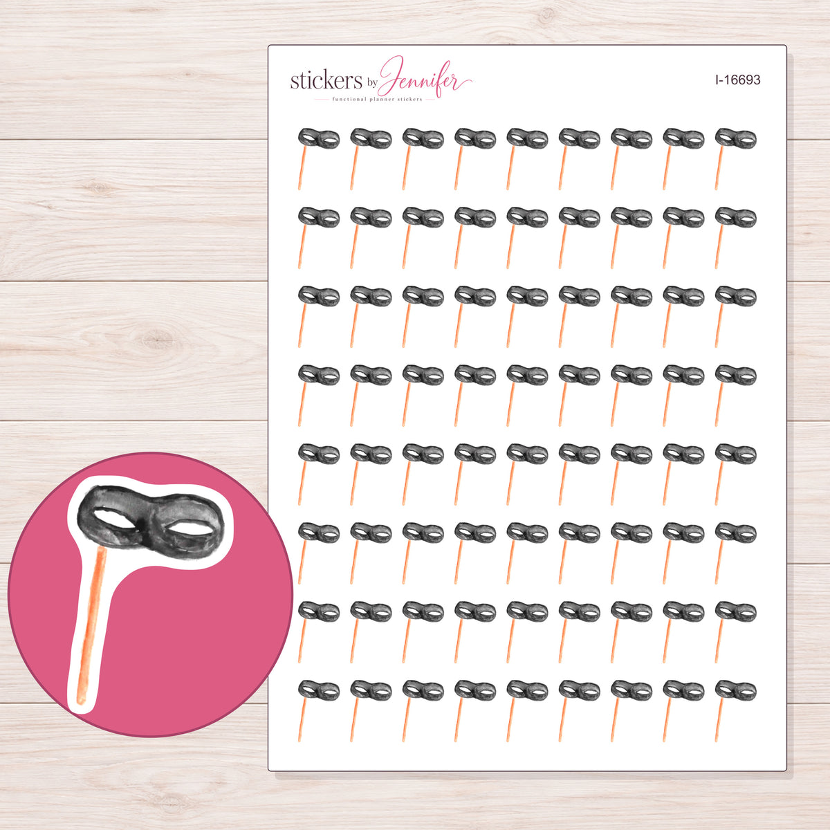 I-16693 planner sticker sheet with enlarged sticker detail