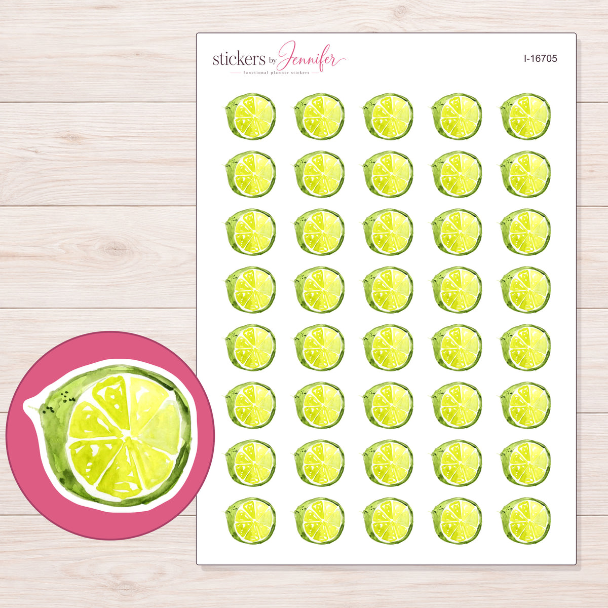 I-16705 planner sticker sheet with enlarged sticker detail