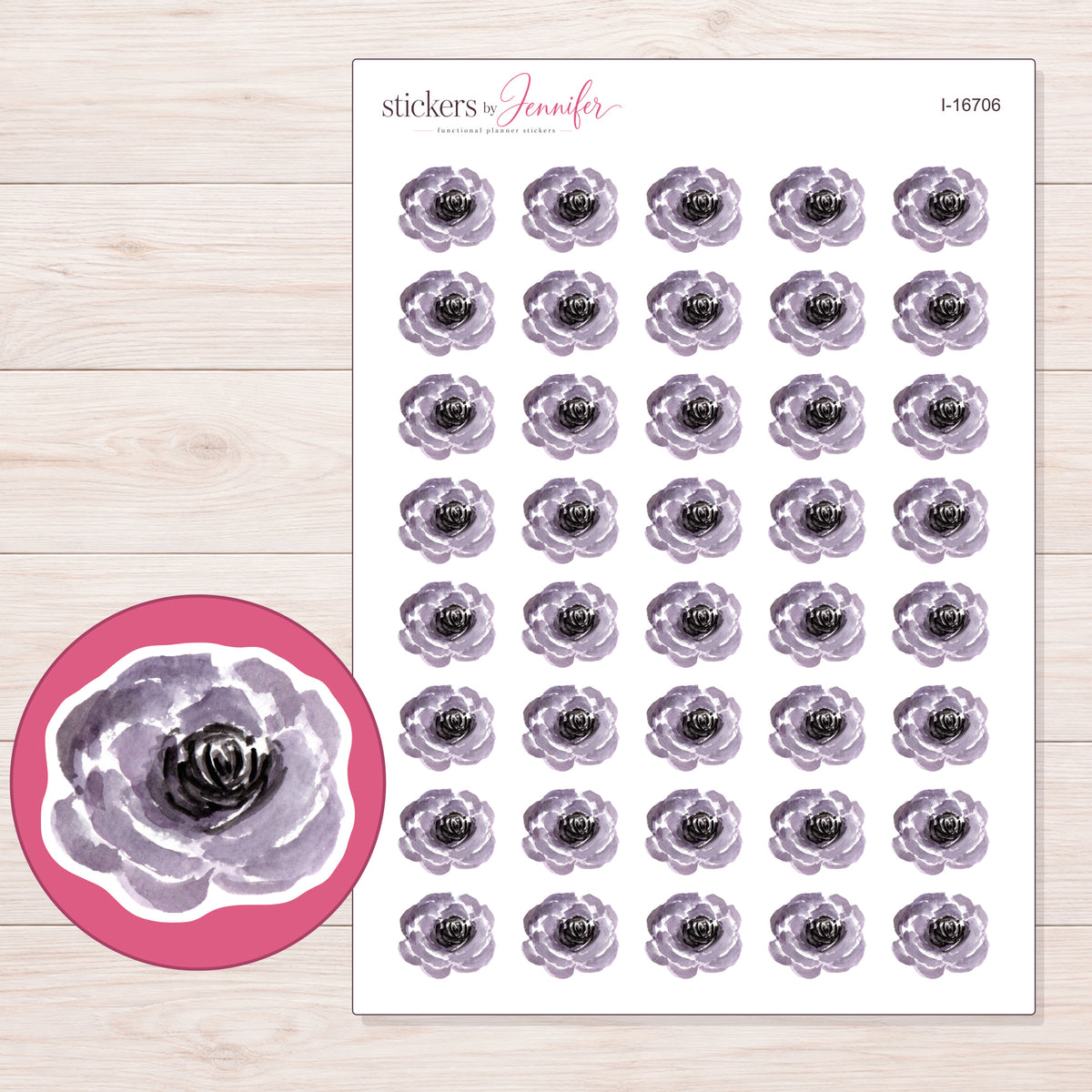 I-16706 planner sticker sheet with enlarged sticker detail
