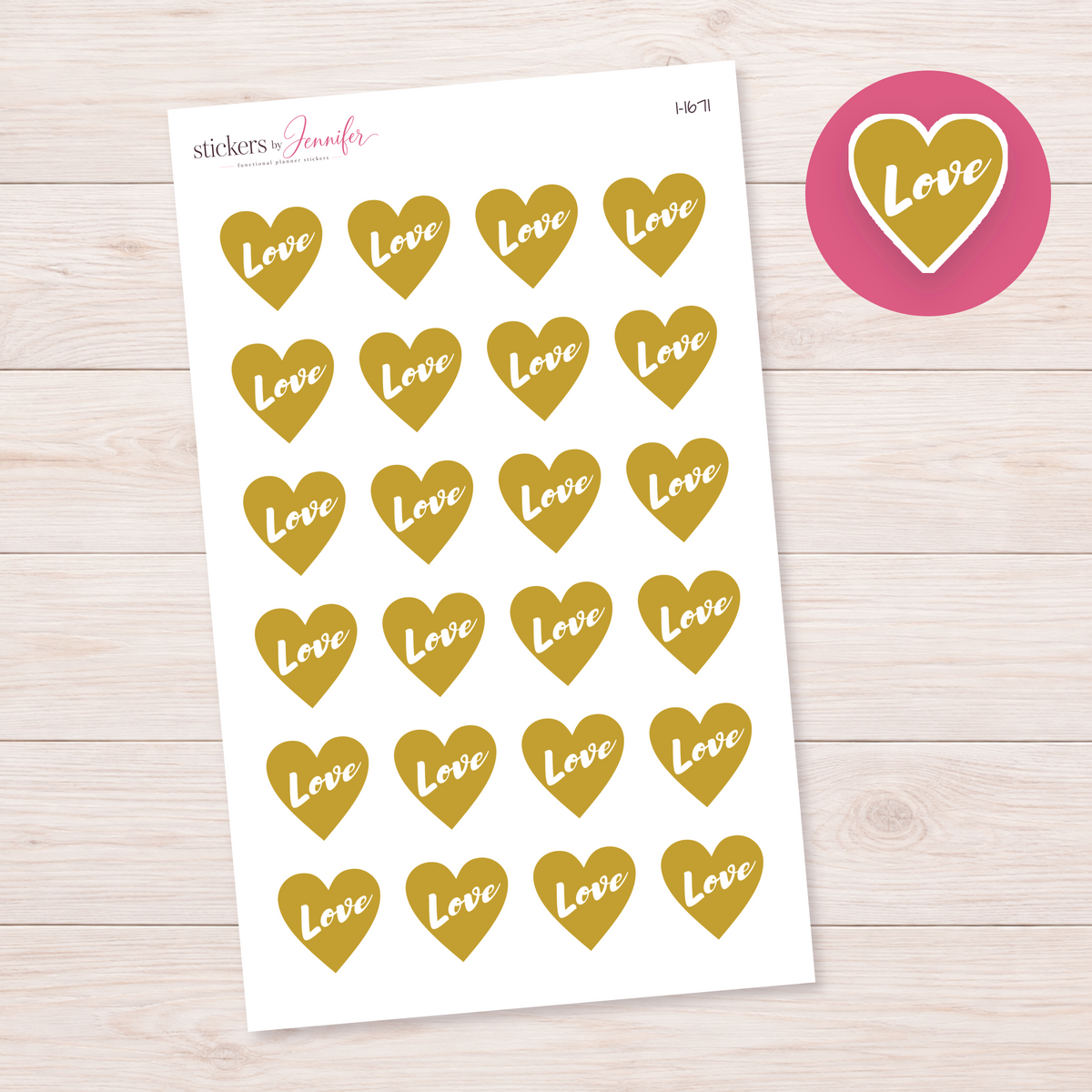 Mustard Love Heart Planner Stickers | I-1671