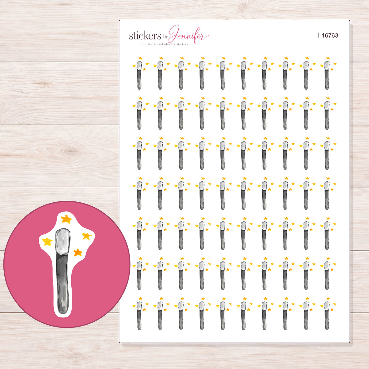 I-16763 planner sticker sheet with enlarged sticker detail