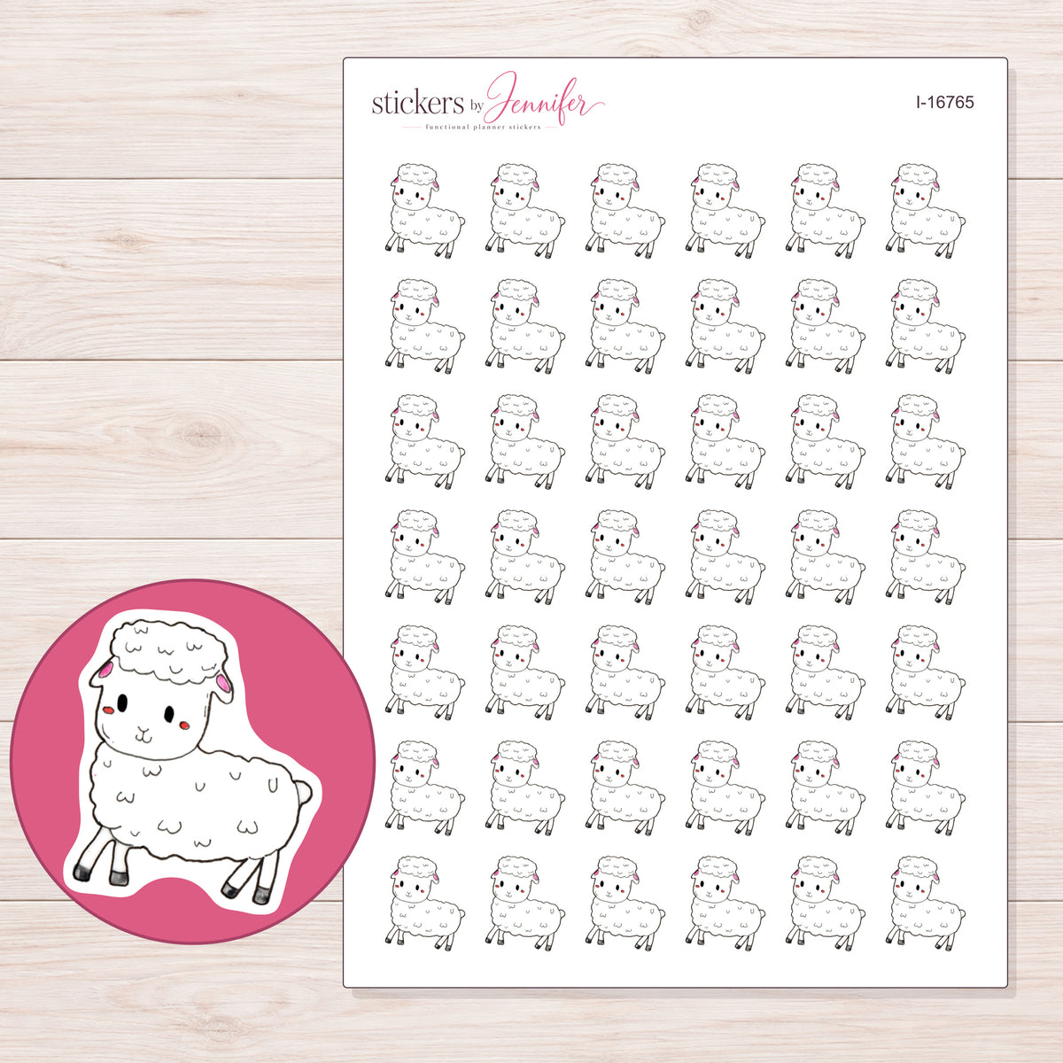 I-16765 planner sticker sheet with enlarged sticker detail