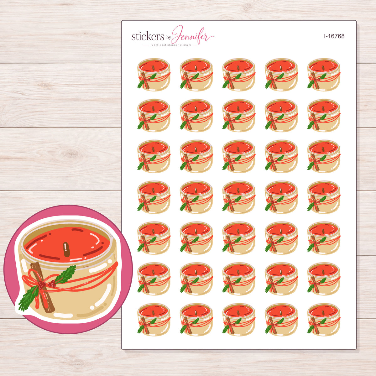 I-16768 planner sticker sheet with enlarged sticker detail
