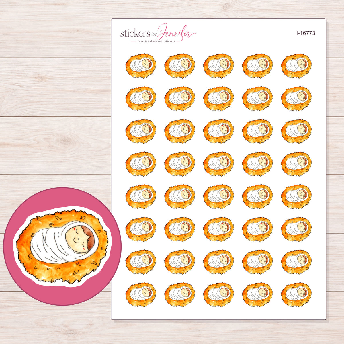 I-16773 planner sticker sheet with enlarged sticker detail