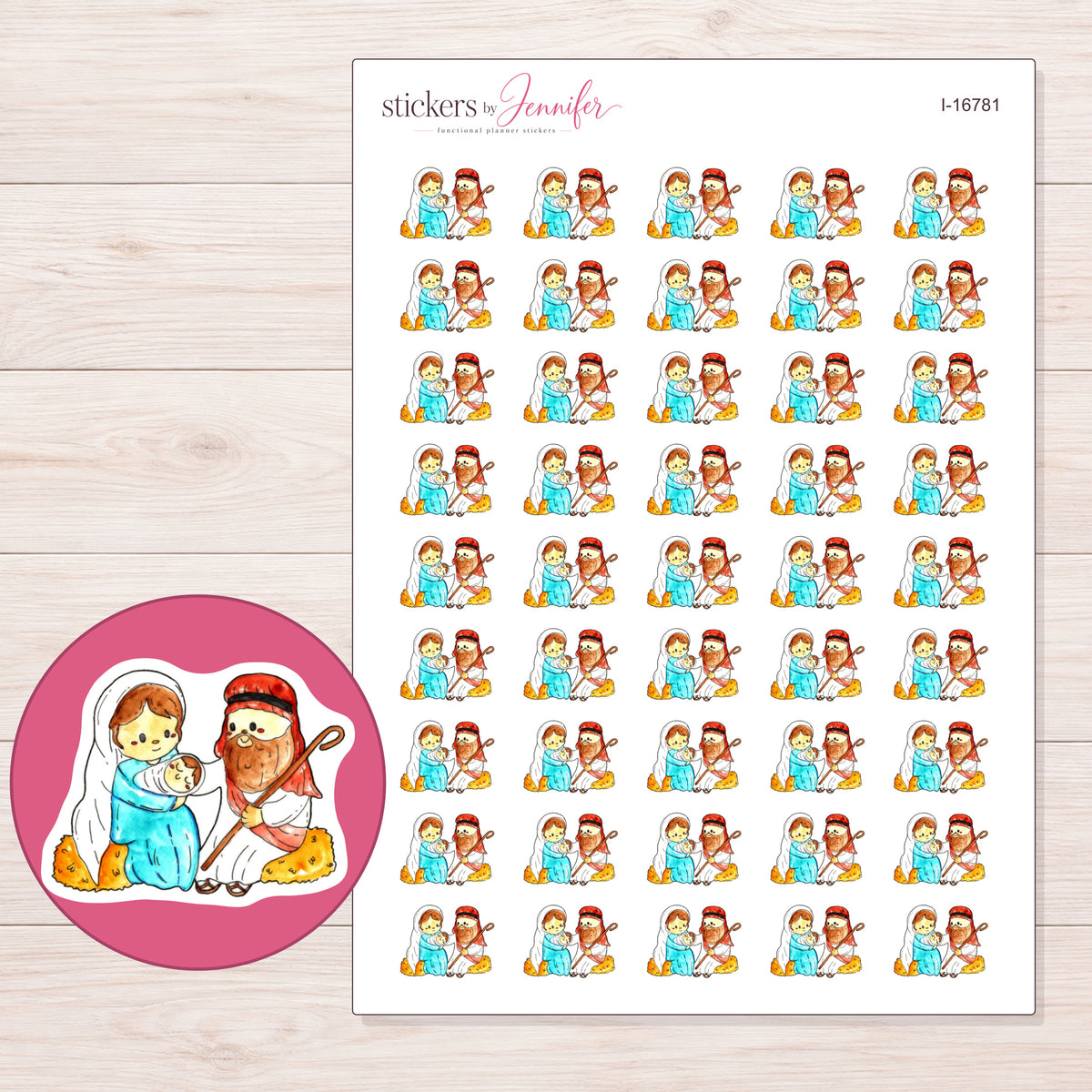 I-16781 planner sticker sheet with enlarged sticker detail