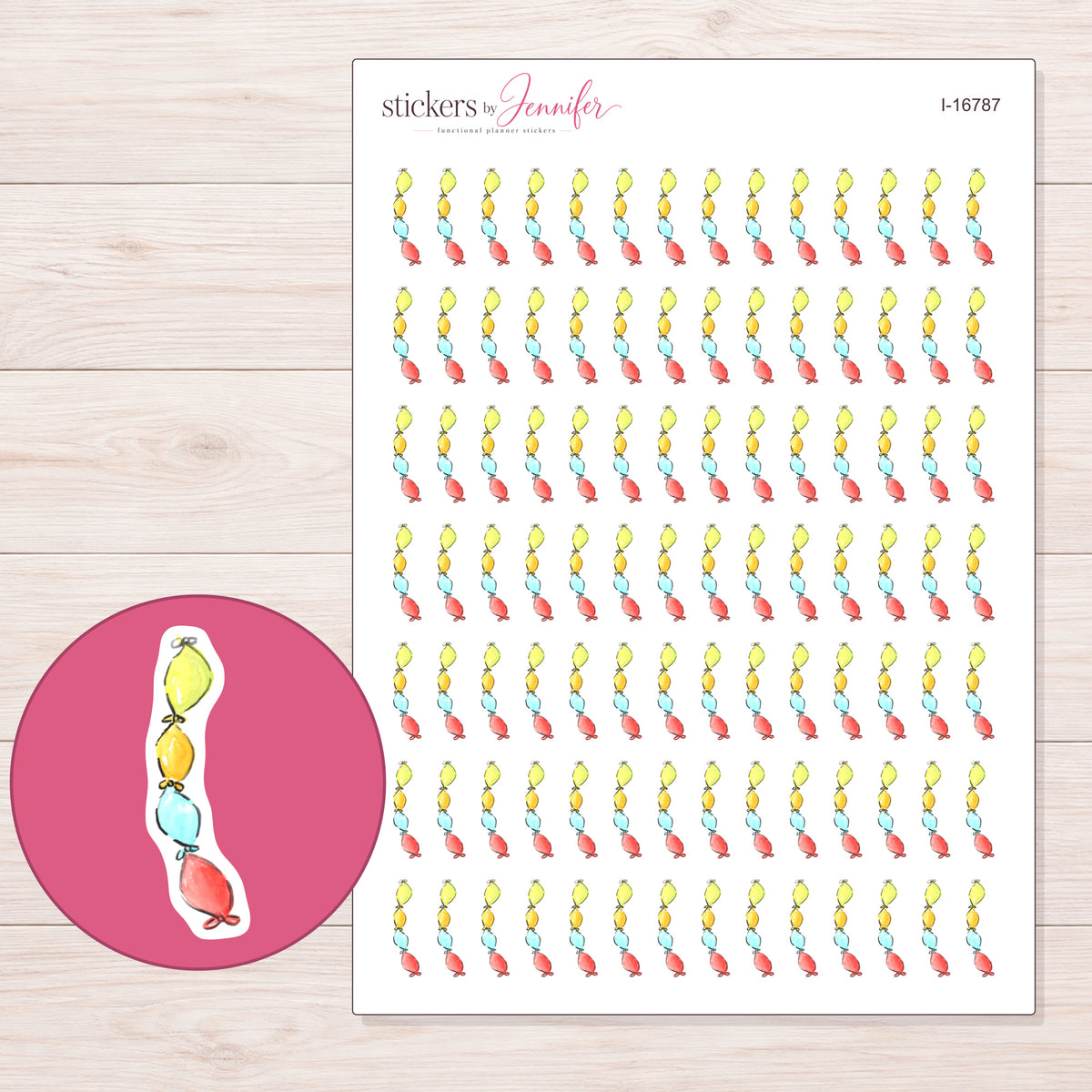 I-16787 planner sticker sheet with enlarged sticker detail