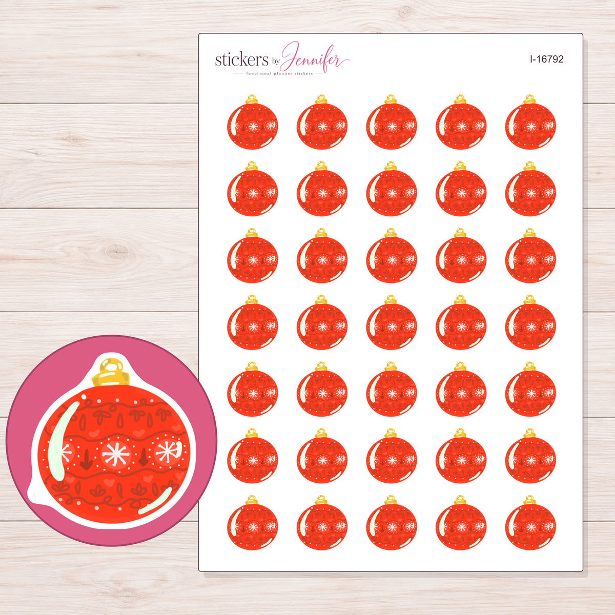 I-16792 planner sticker sheet with enlarged sticker detail