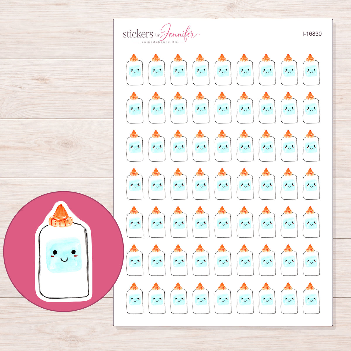 I-16830 planner sticker sheet with enlarged sticker detail